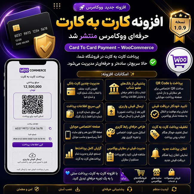 افزونه کارت به کارت ووکامرس | مدیریت حرفه‌ای پرداخت کارت به کارت و ارسال فیش