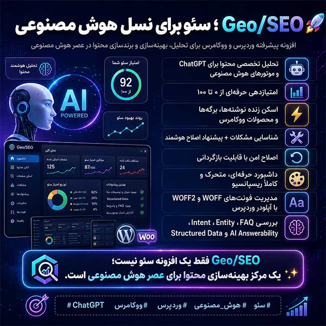 Geo/SEO؛ افزونه تخصصی سئو و بهینه‌سازی سایت برای هوش مصنوعی، ChatGPT و موتورهای پاسخ‌گو