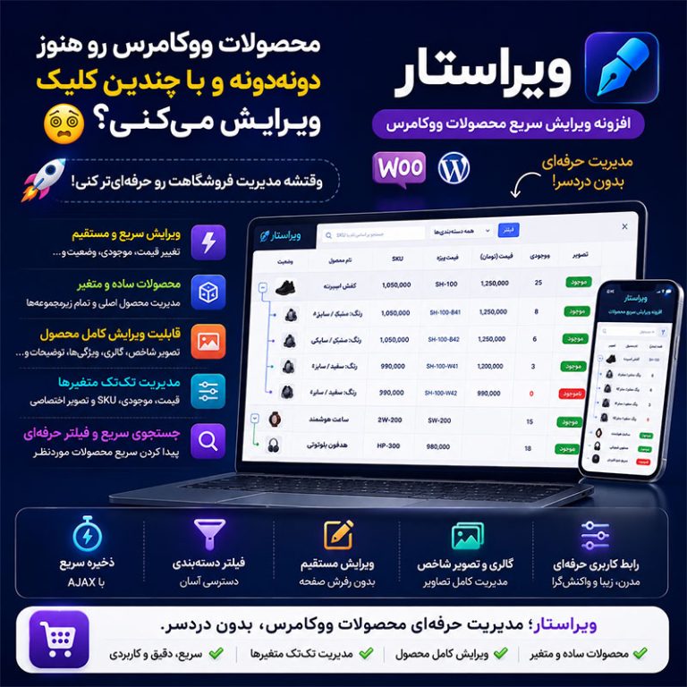 افزونه ویراستار ووکامرس | ویرایش سریع محصولات WooCommerce